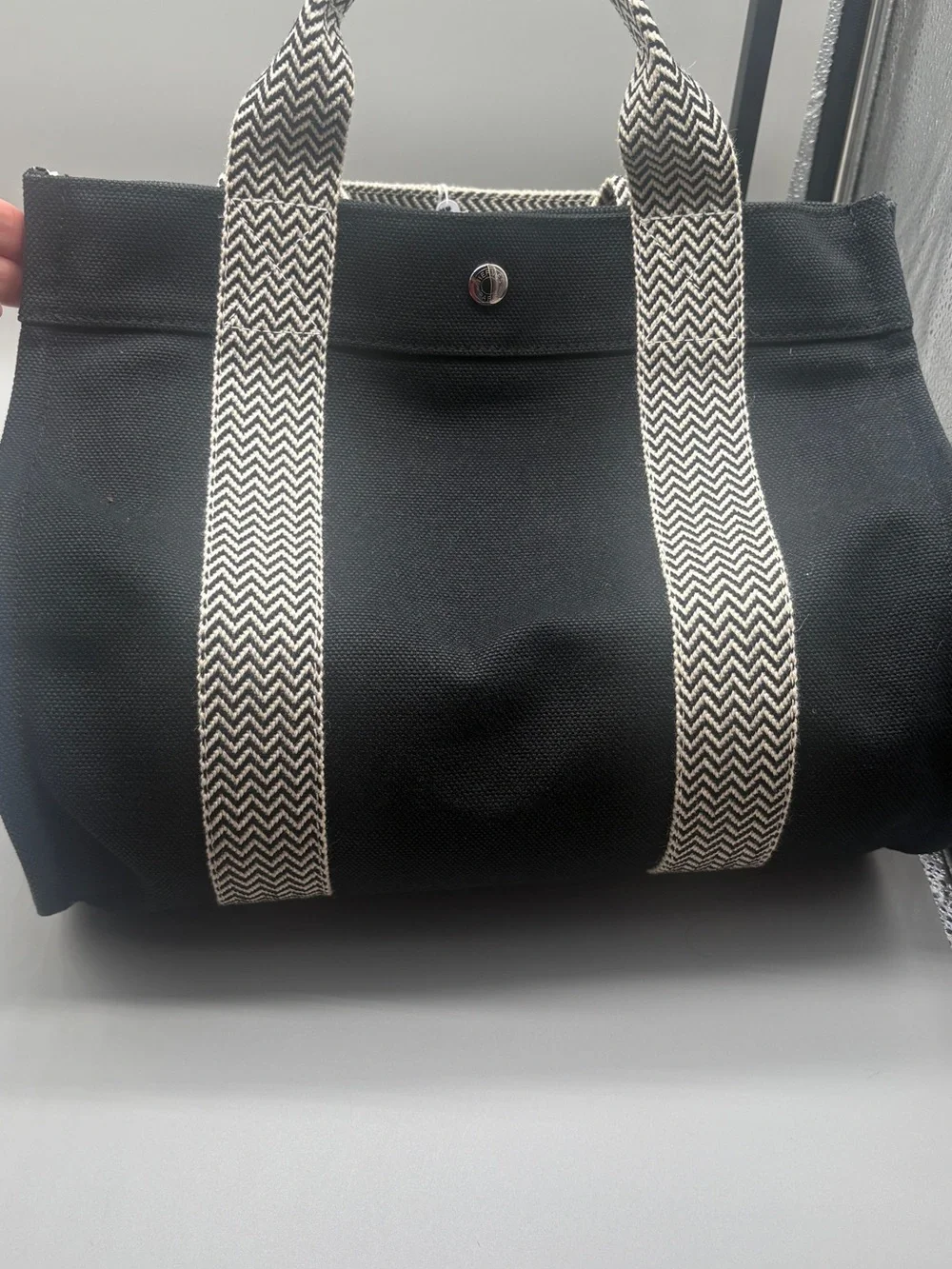 Authentic Hermès Cannes PM Black Canvas Tote Bag With Pouch & COA